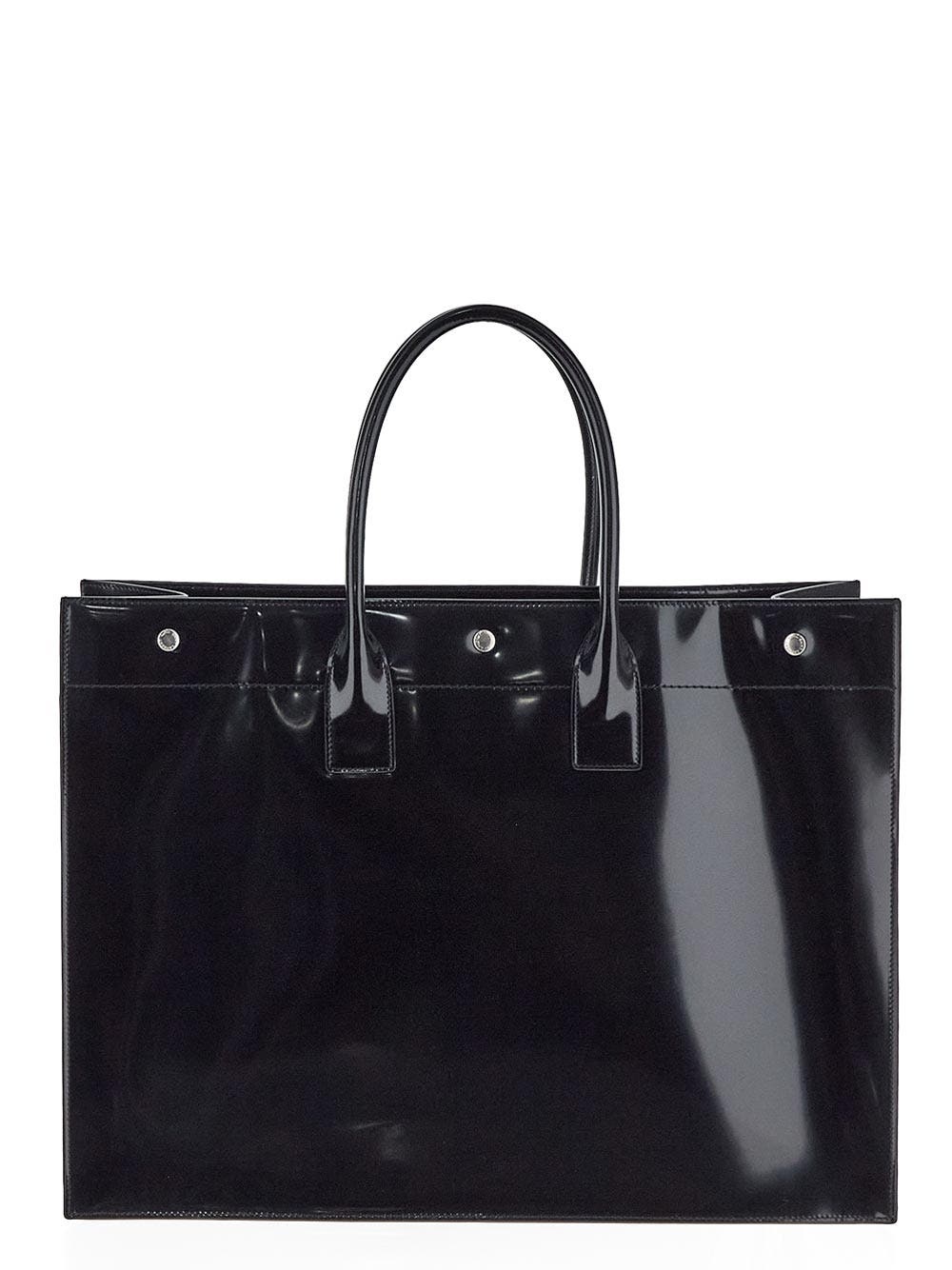【関税＆送料込み】Saint Laurent 'Rive Gauche' Large Shoppi Saint Laurent Large Rive Gauche Tote Bag | Black | FARFETCH