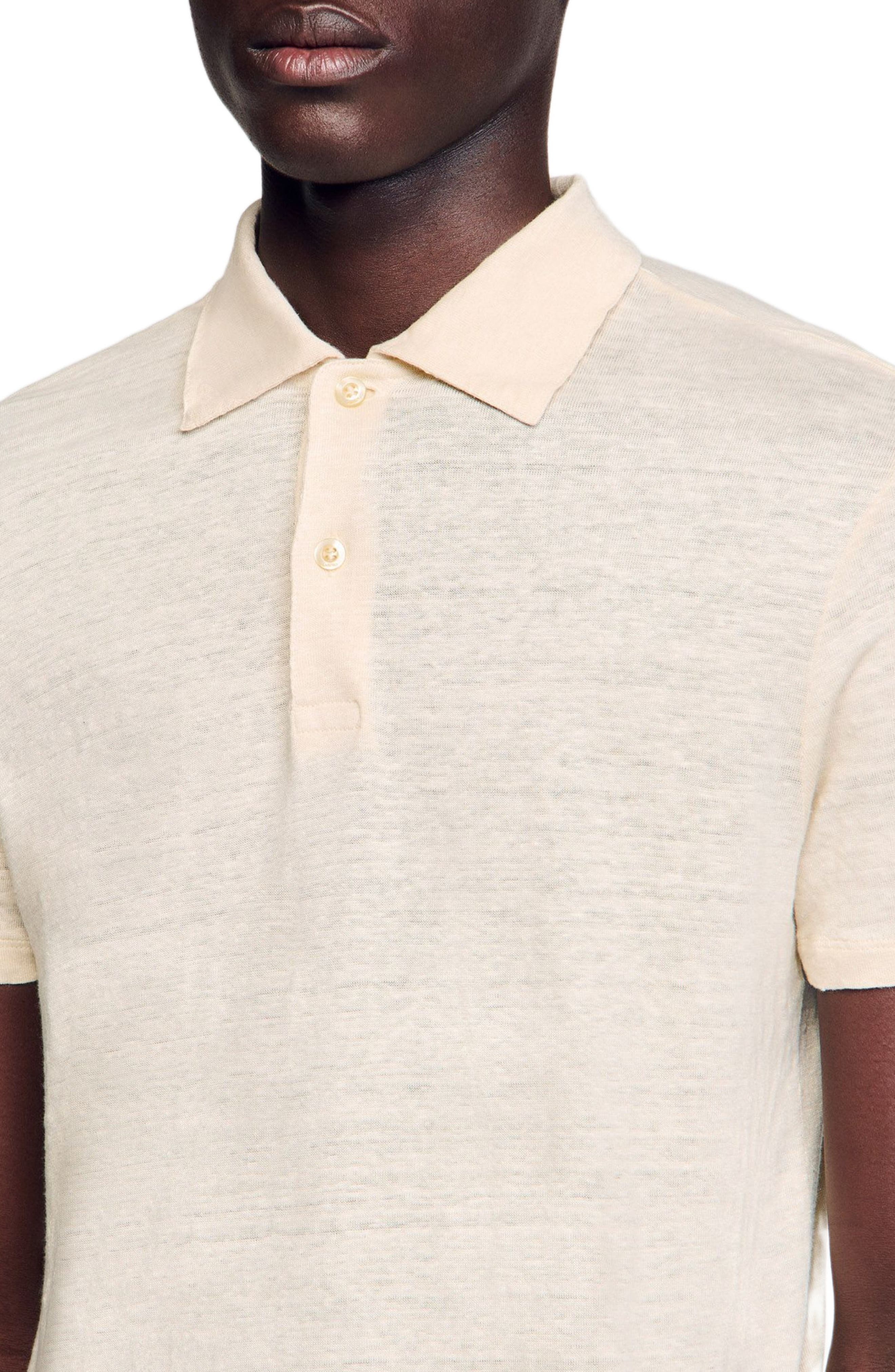 SANDRO Linen polo shirt in Ivory. at Nordstrom - 5