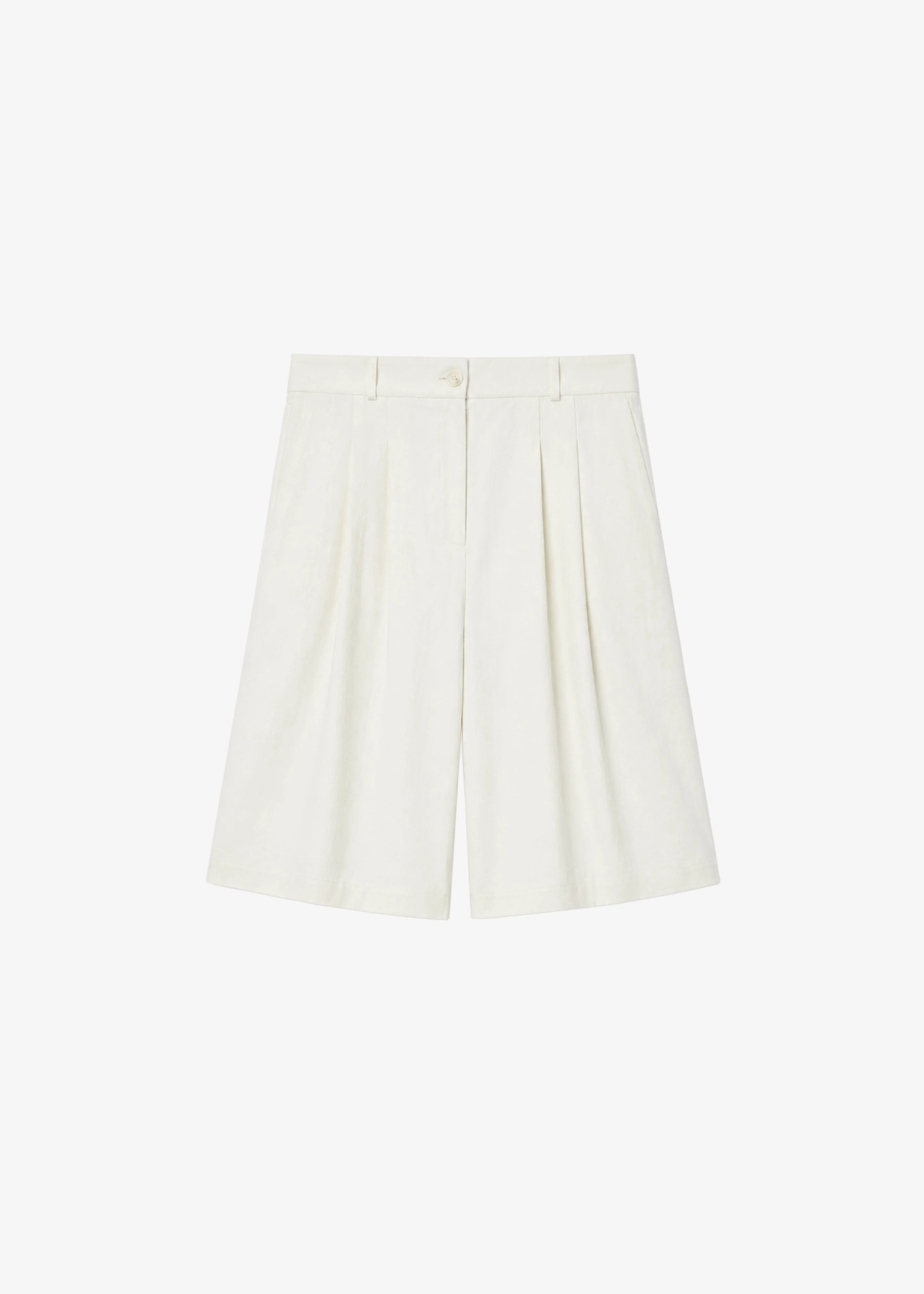Altea Pleated Bermuda Shorts - Ivory - 1