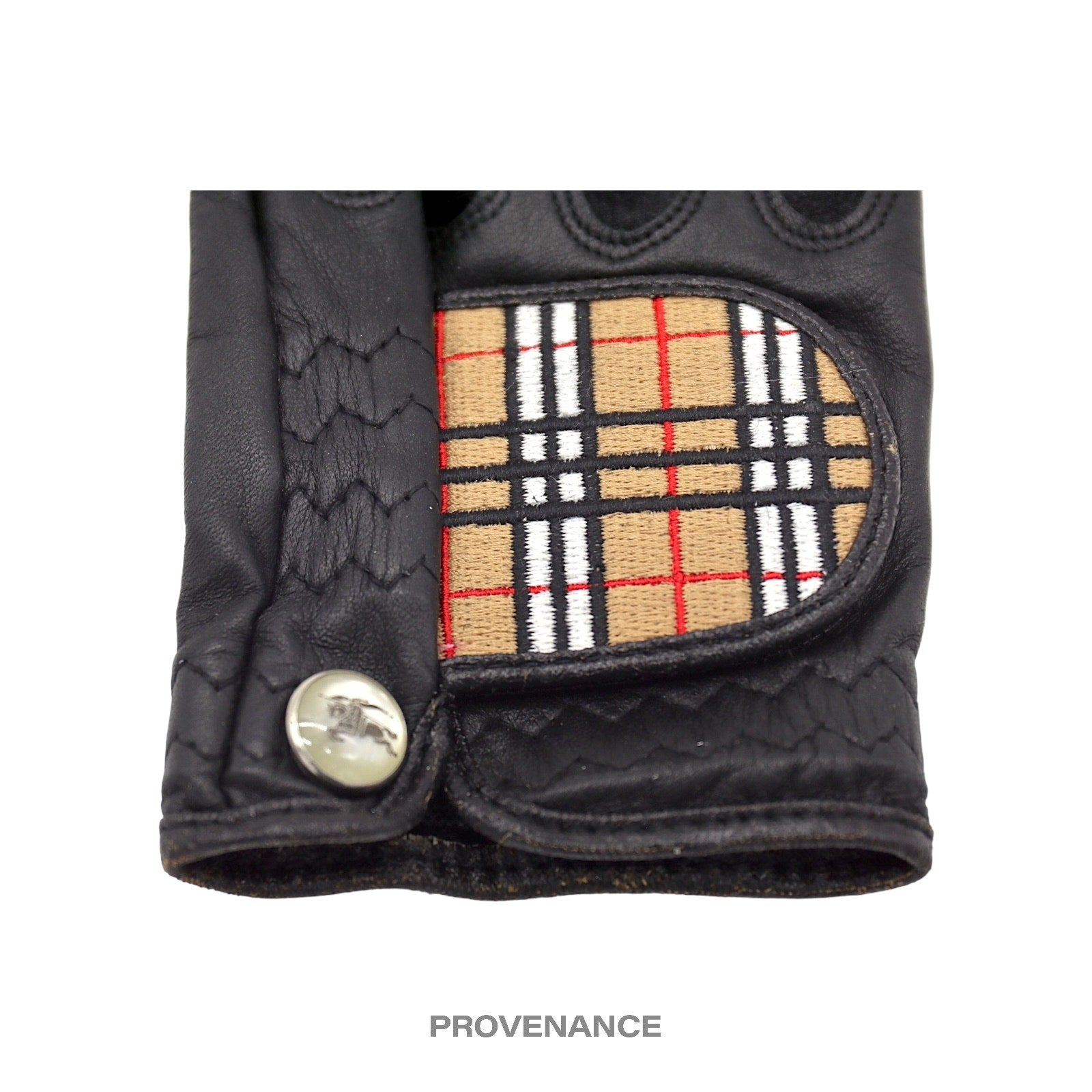 Burberry Golf Glove - Black Leather Nova Check M - 3