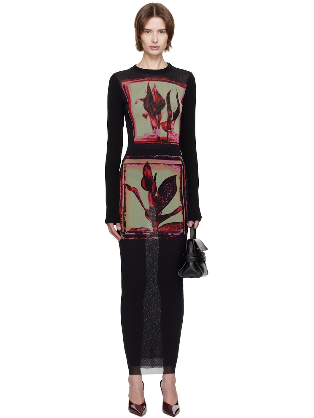 Black Flowers Cadres Maxi Dress - 1