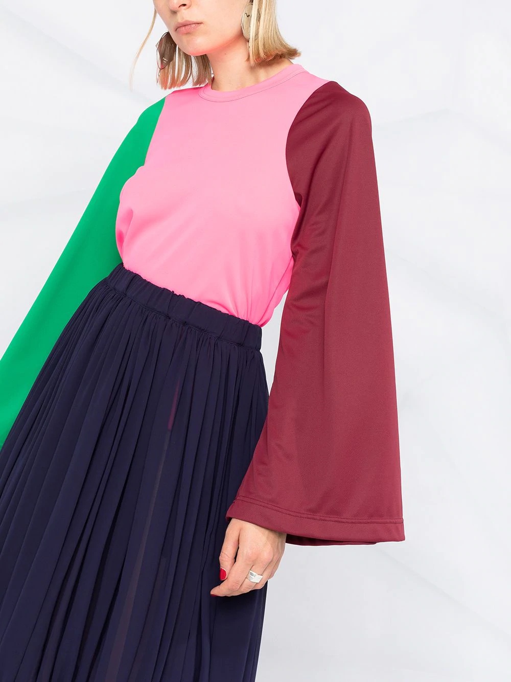 tri-colour wide sleeve top - 5