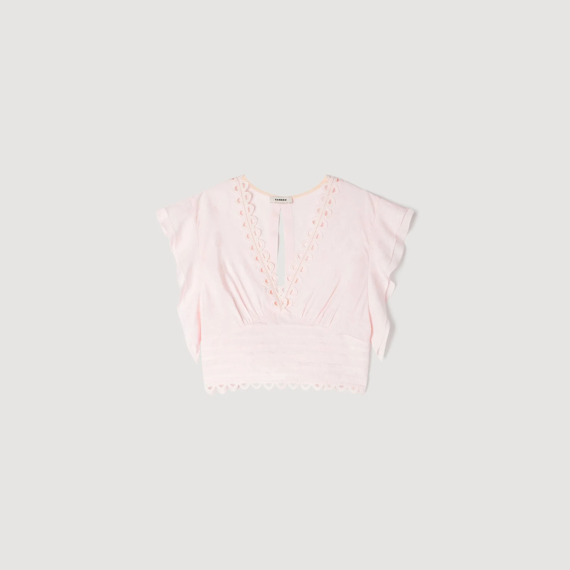 FLORAL JACQUARD CROP TOP - 1