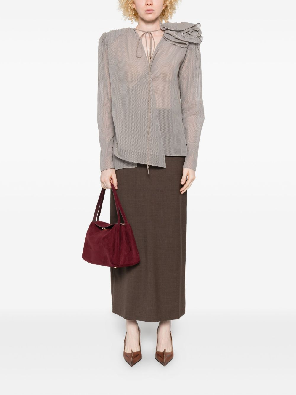 rose-embellishment blouse - 2
