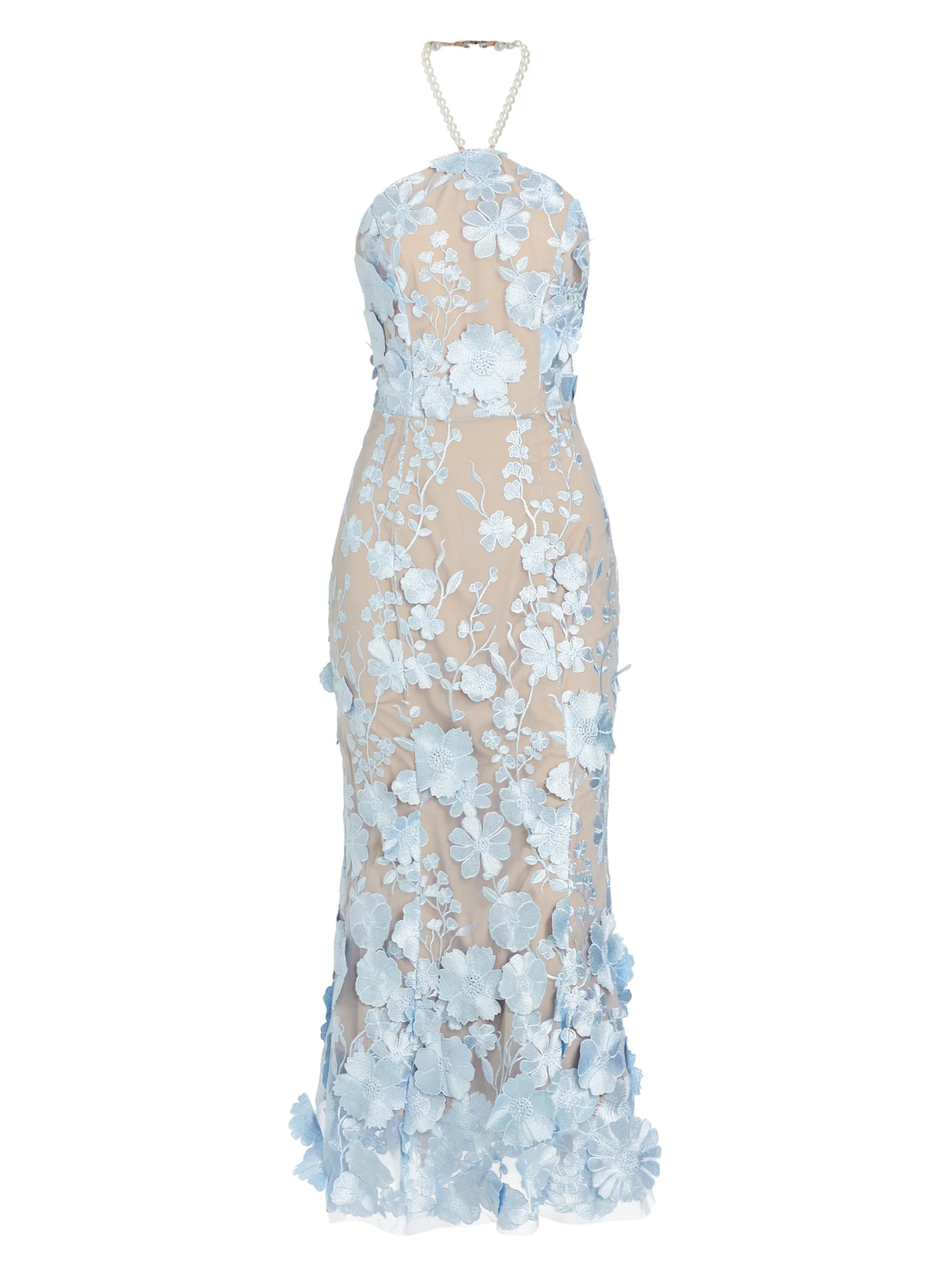Women's Jules Dress Floral Appliqué Midi-Dress - Blue - 1