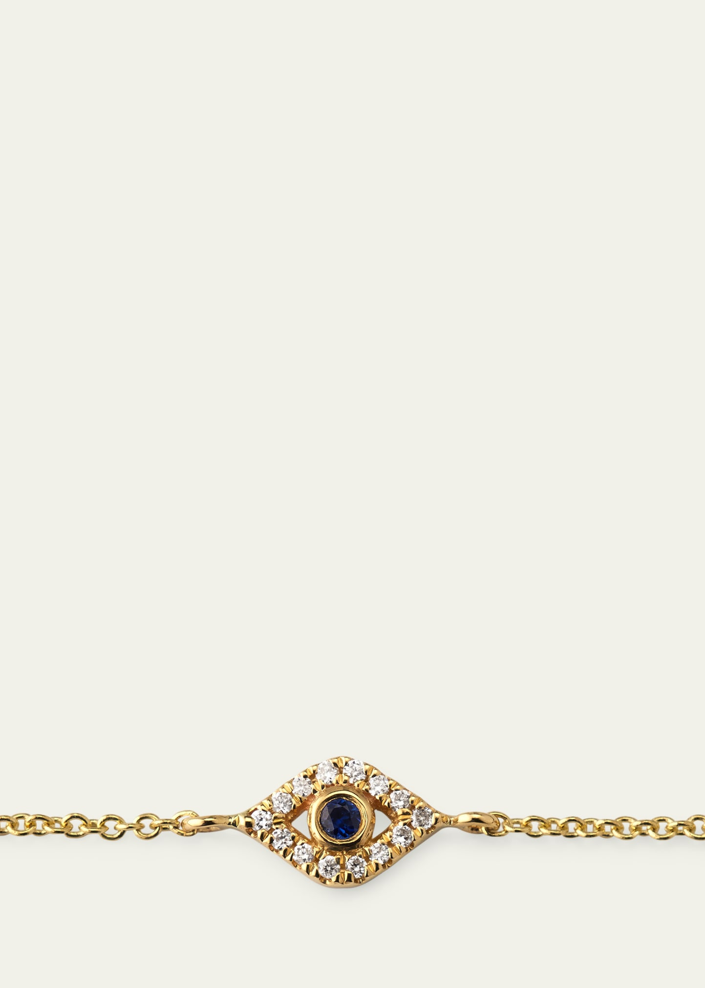 14K Yellow Gold and Diamond Small Bezel Evil Eye Bracelet - 3