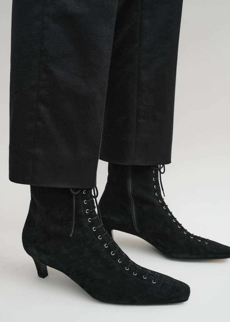Suede lace-up boots black 3