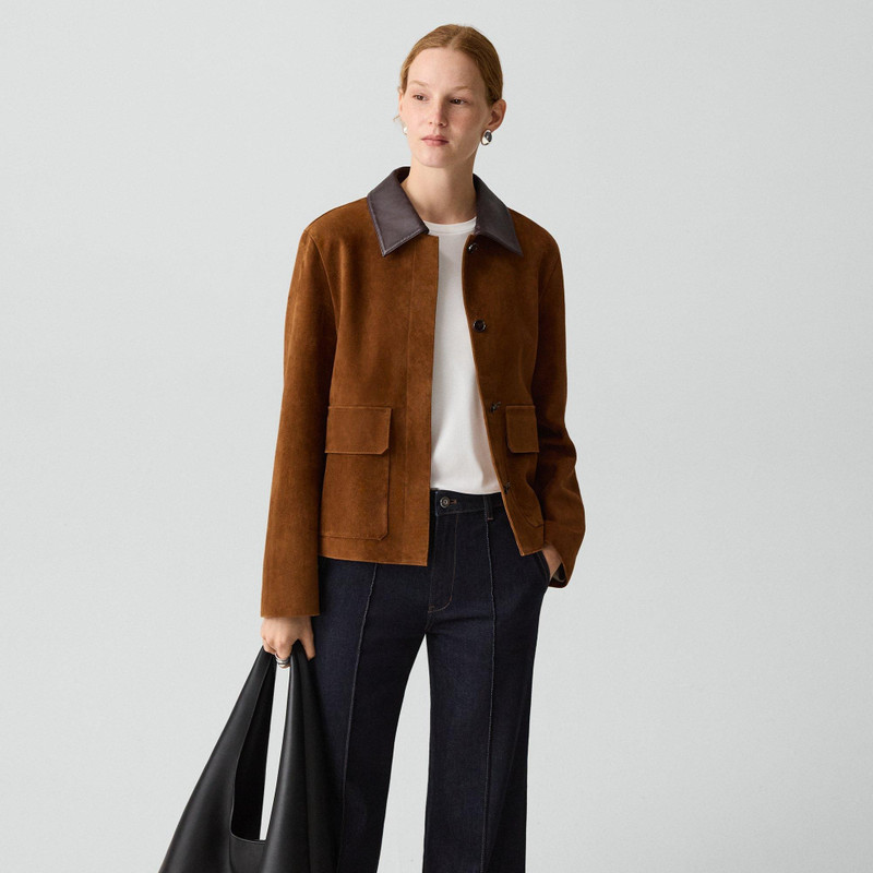 Boxy Patch Pocket Jacket in Suede 2