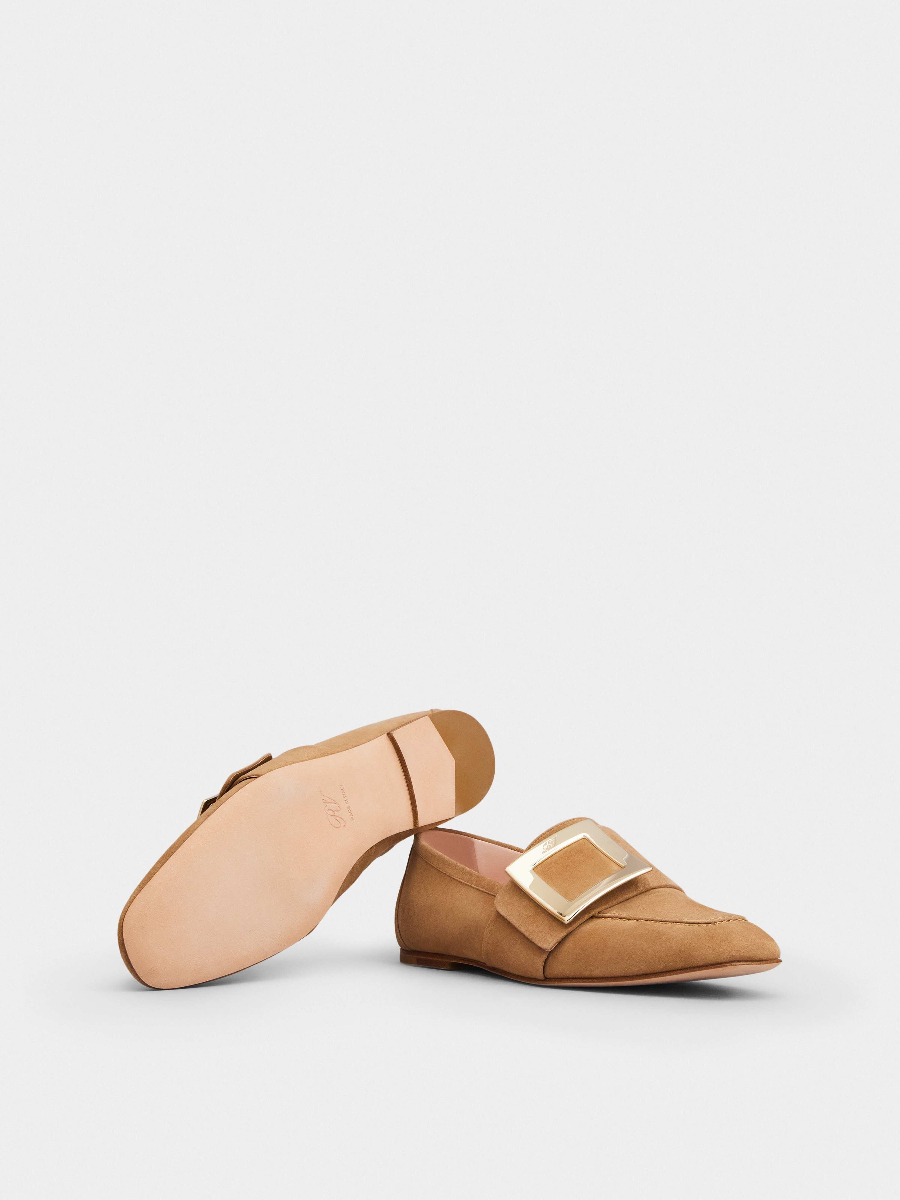 Soft Metal Buckle Loafers in Suede - 6