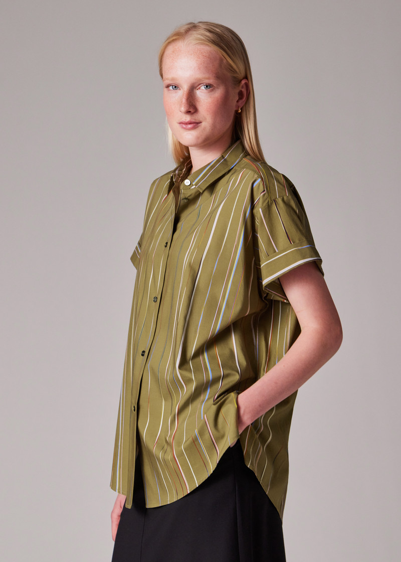 Women's Green 'Signature Stripe' Short Sleeve Shirt 5