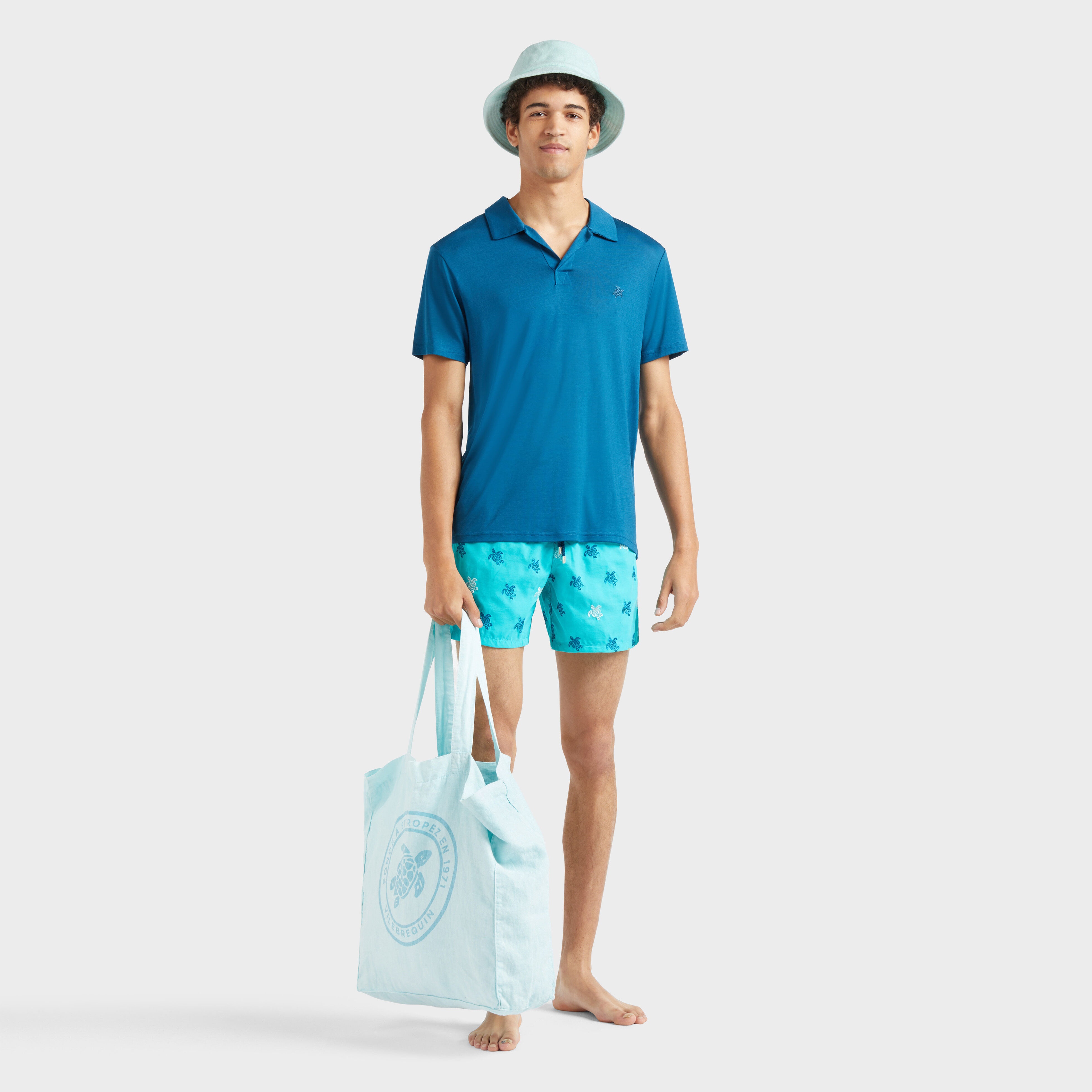 Men Swim Trunks Embroidered Micro Ronde des Tortues Diagonale - Limited Edition - 5
