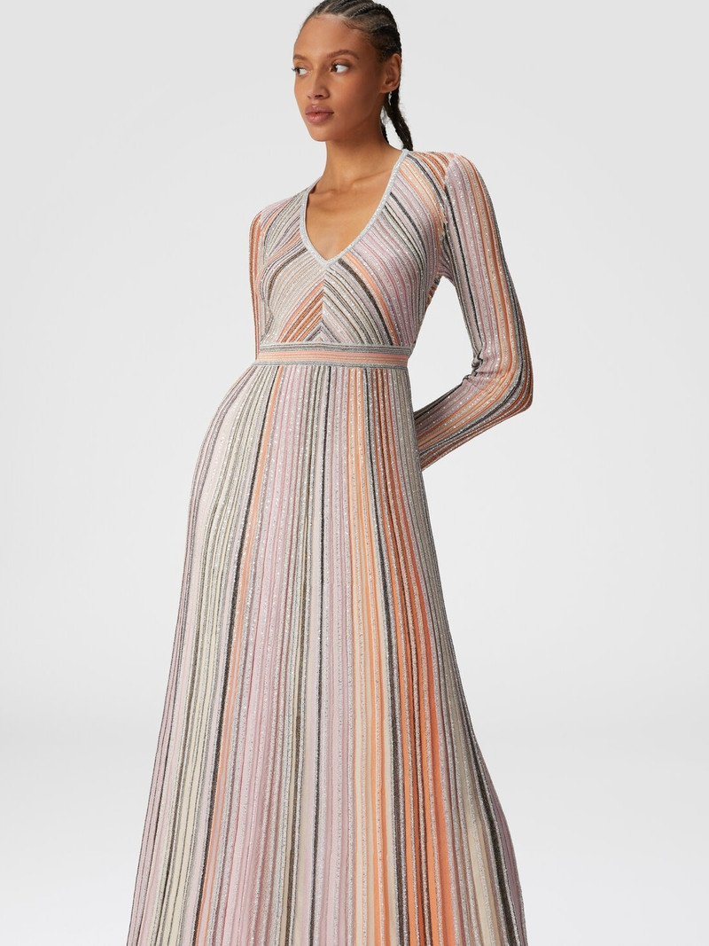 Missoni Long dress in lam pleated knit - DS24WG1MBK039ESM9G8 | REVERSIBLE