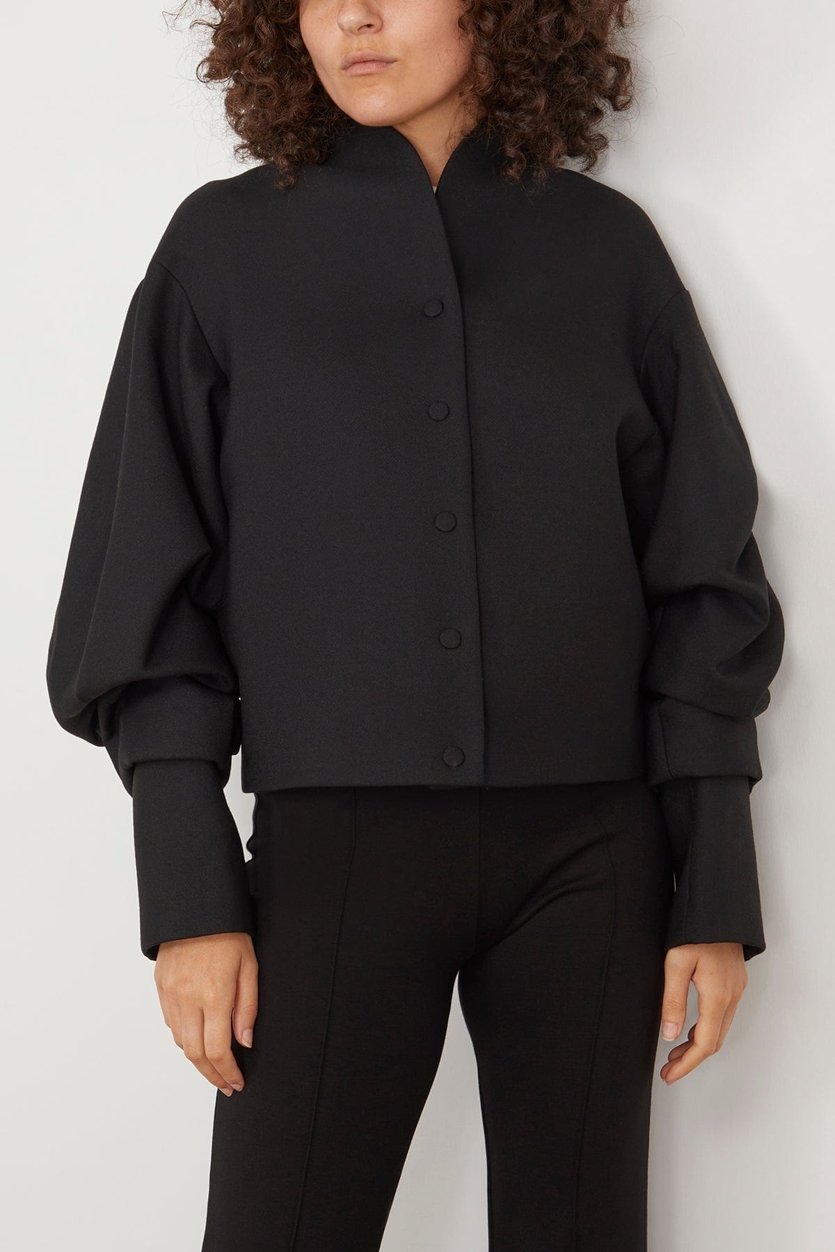 Wrinkled Sleeve Jacket in Black - 3
