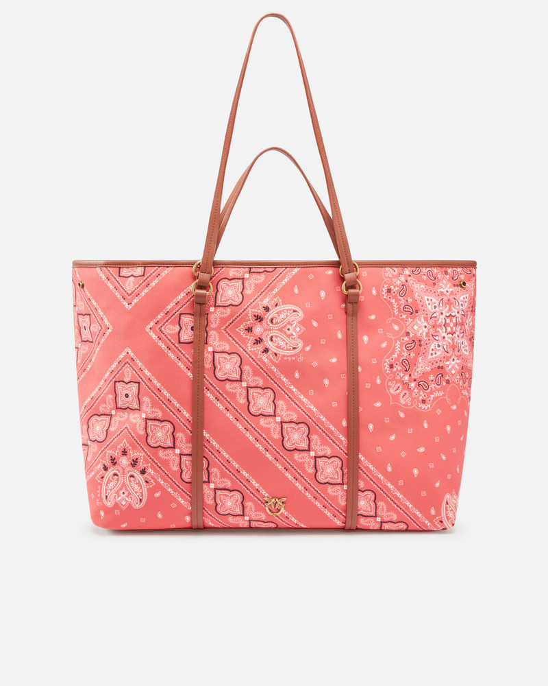 MAXI DOUBLE HANDLE SHOPPER BAG WITH BANDANA PRINT 1
