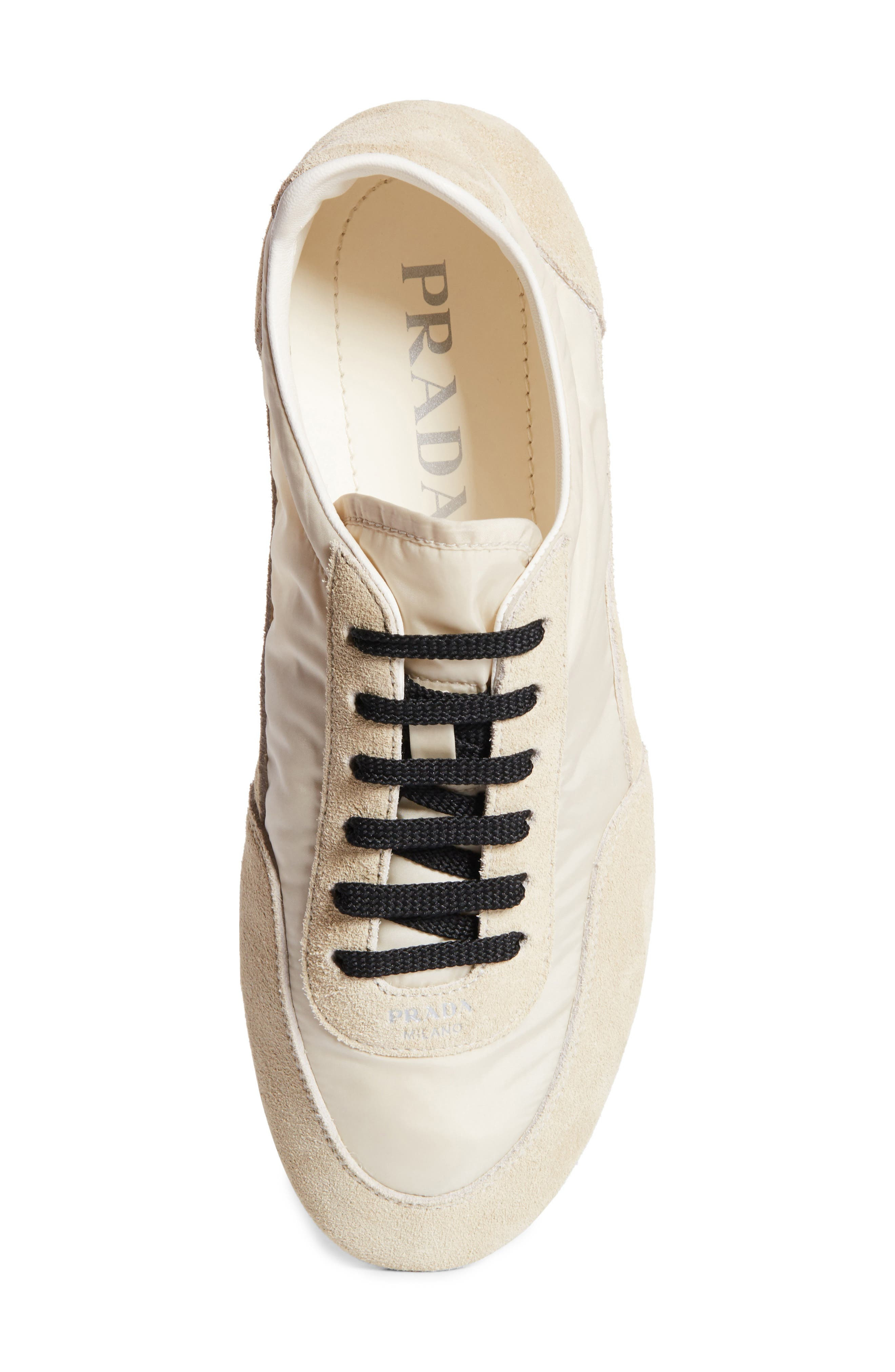 Prada Collapse Mixed Media Low Top Sneaker in Avorio at Nordstrom - 5