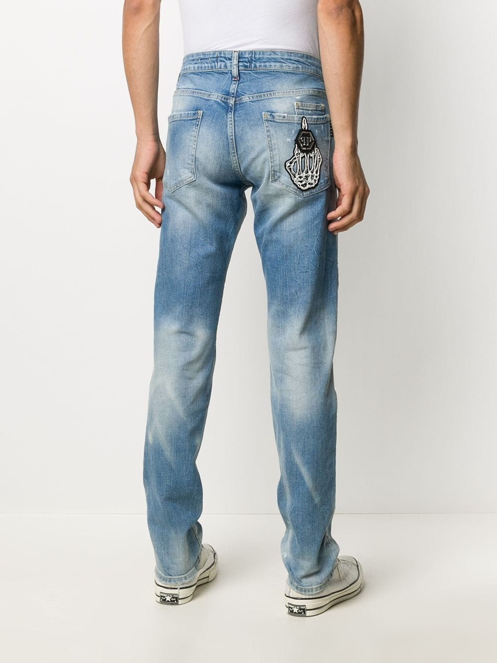 skeleton patch straight jeans - 4