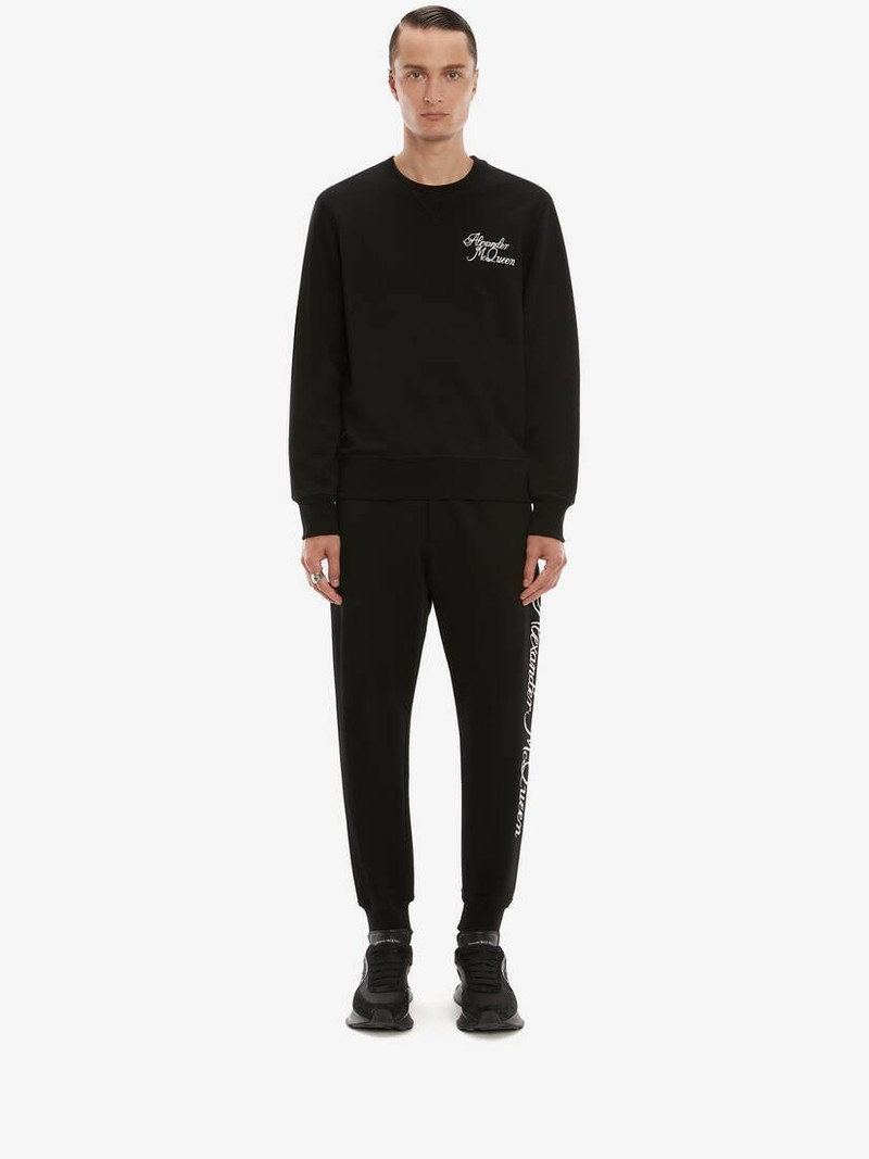 Alexander McQueen Blake Illustration Joggers in Black/ivory outlook