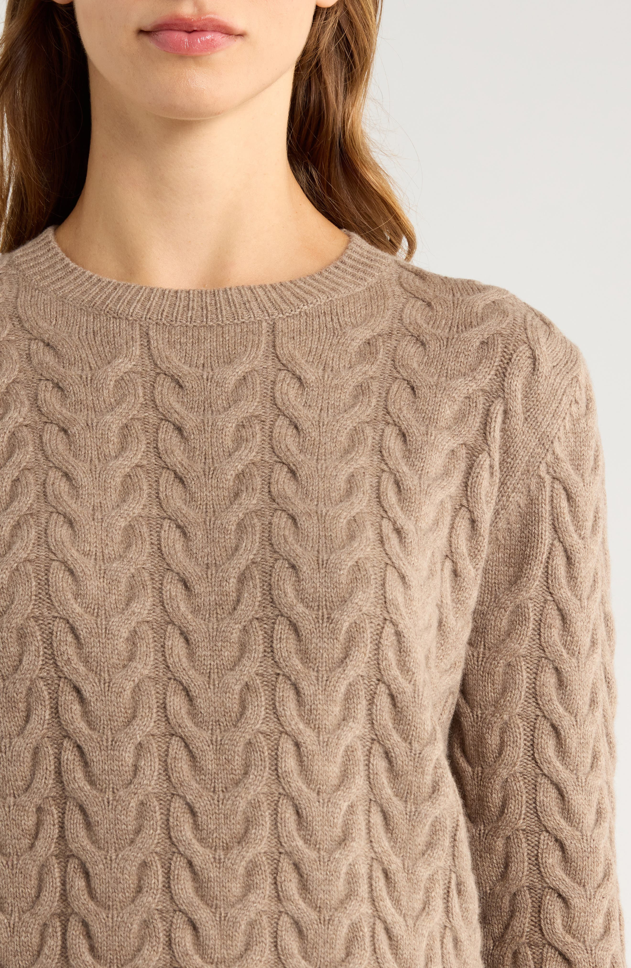 Max Mara Aramis Cashmere Cable Knit Sweater in Camel at Nordstrom - 4