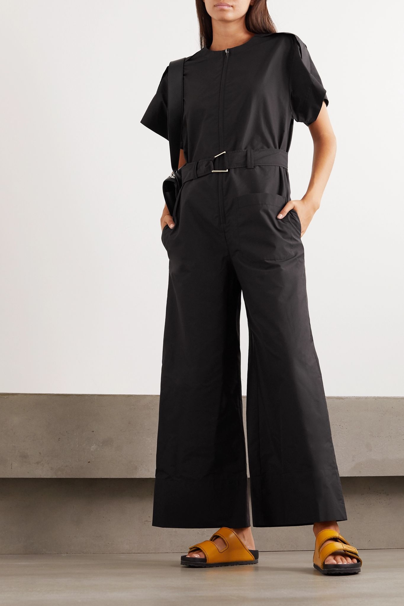 Belted cutout cotton-blend poplin jumpsuit - 2