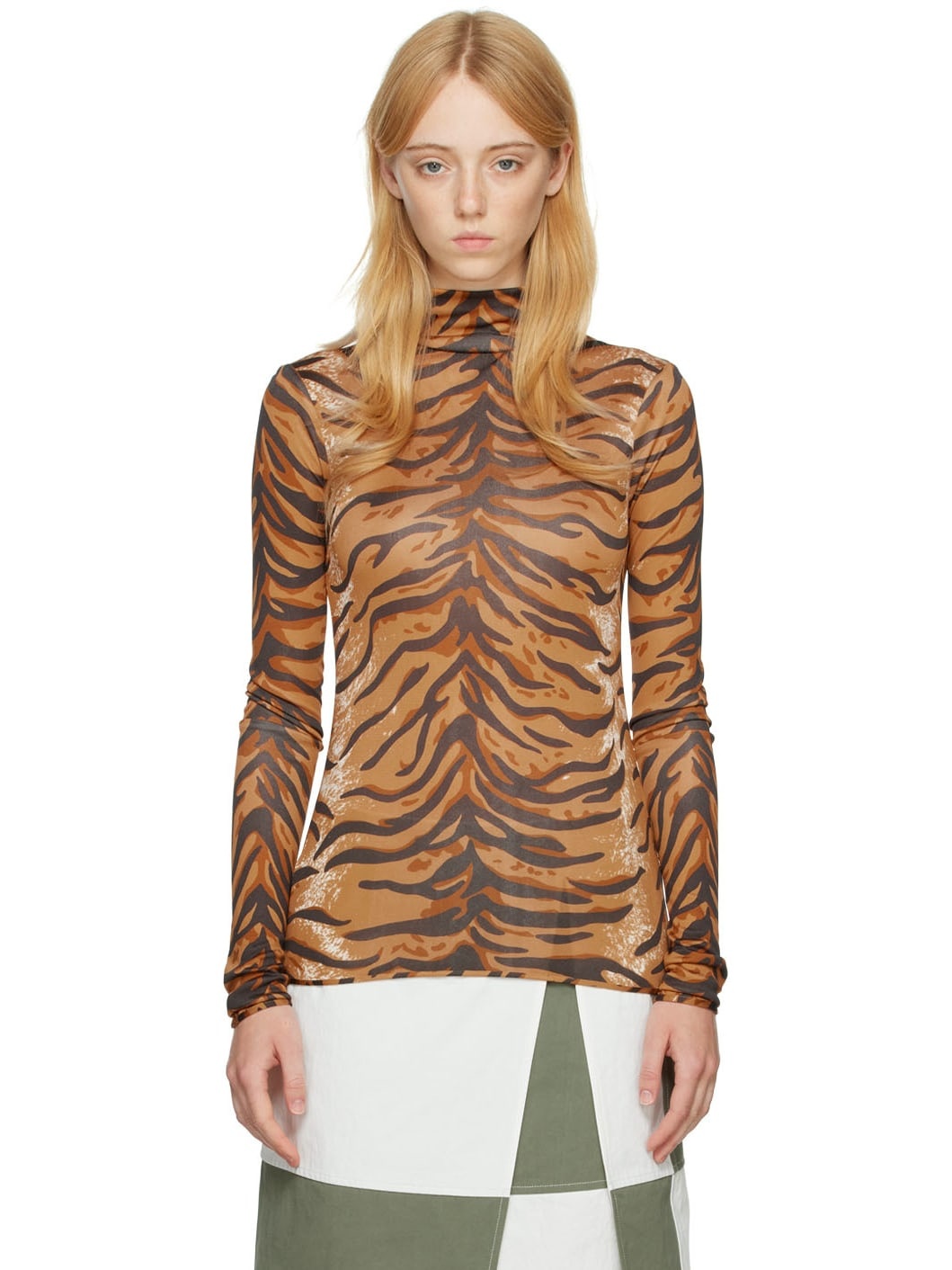 Orange Silk Turtleneck - 1
