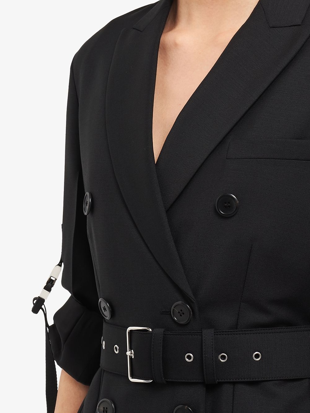 belted double-breasted blazer - 5