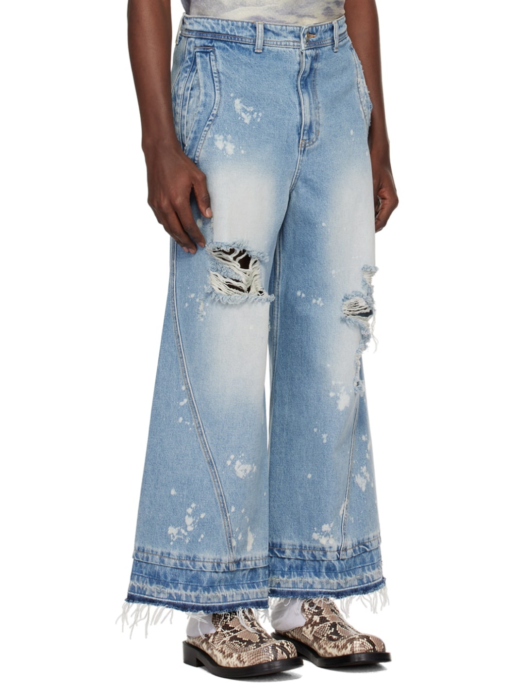 Blue Distressed Jeans - 2