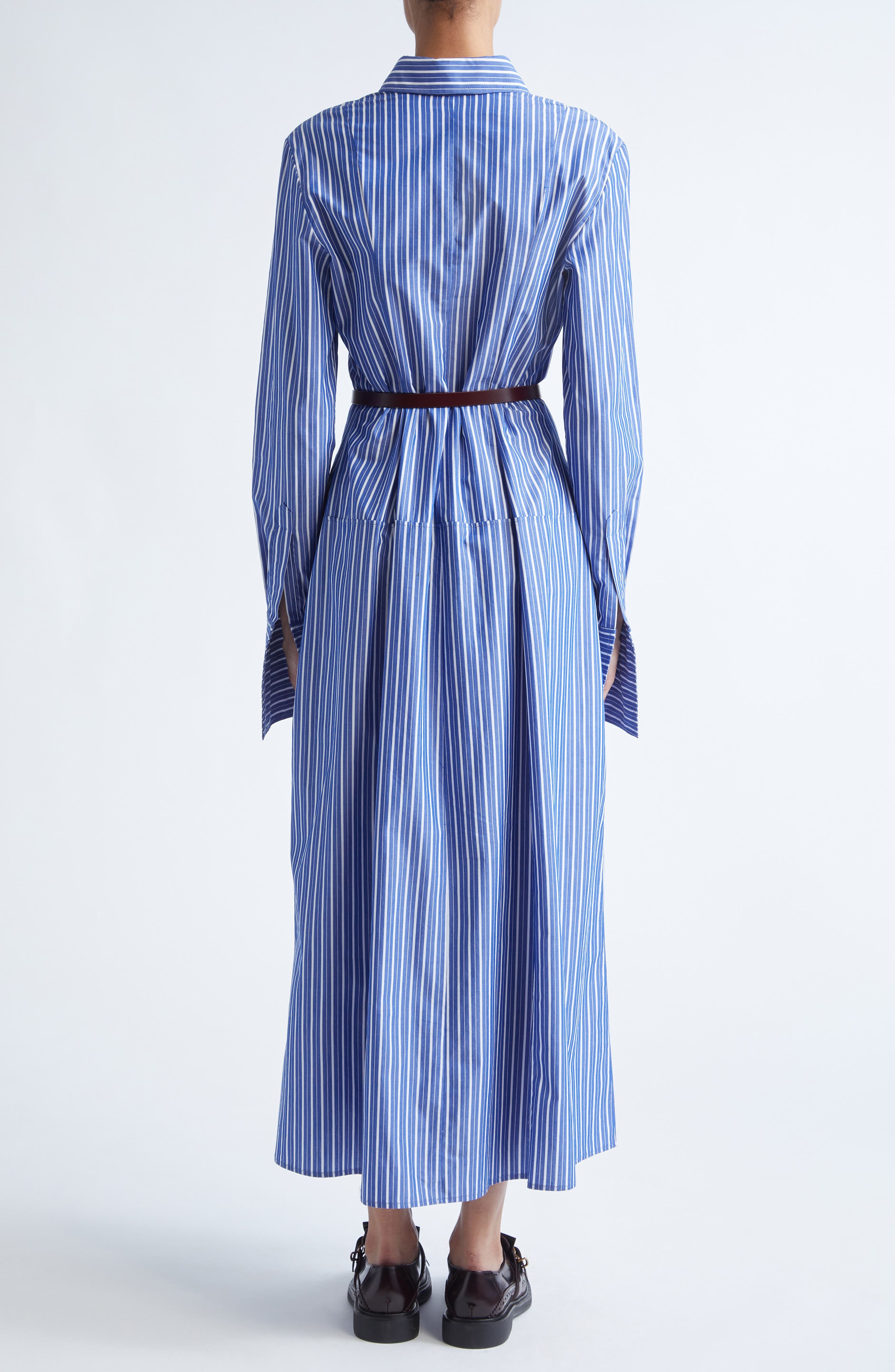 Brandon Maxwell The Sammy Stripe Cotton Shirtdress in Navy Stripe at Nordstrom - 2