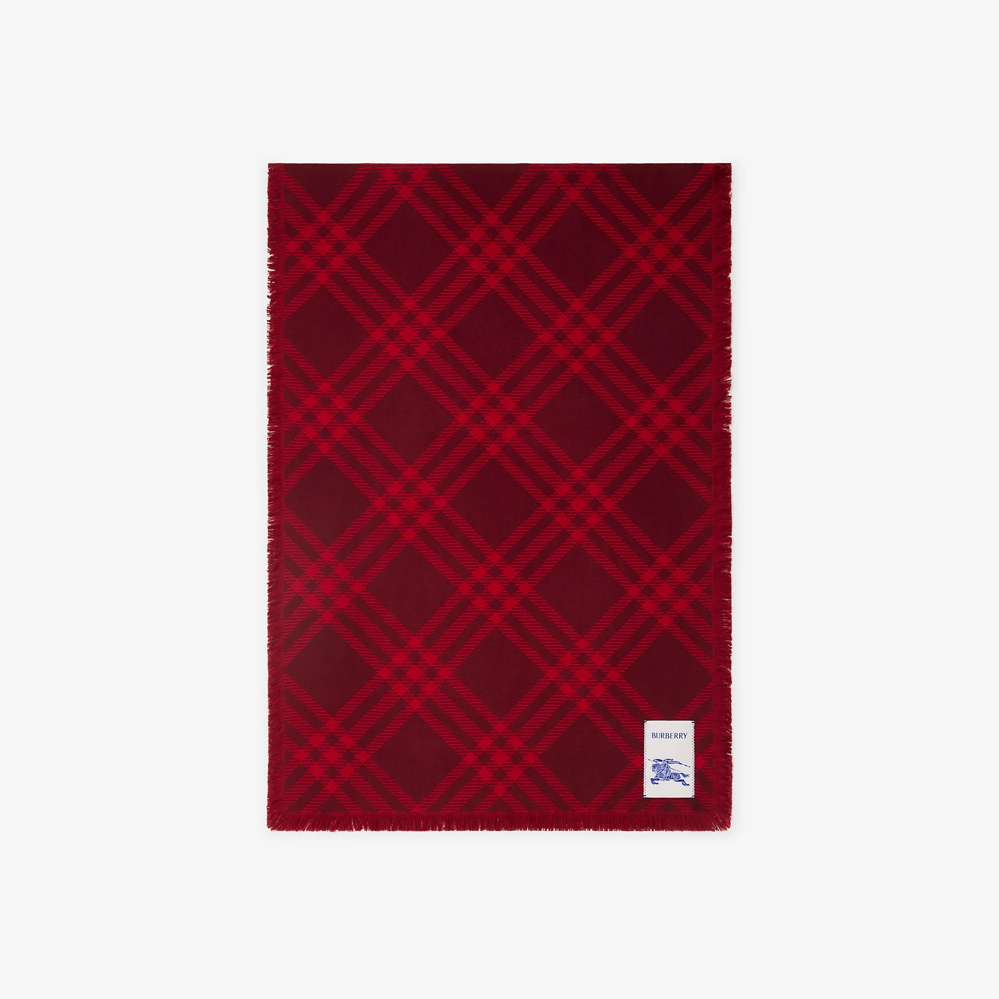 Wide Check Wool Silk Scarf - 1