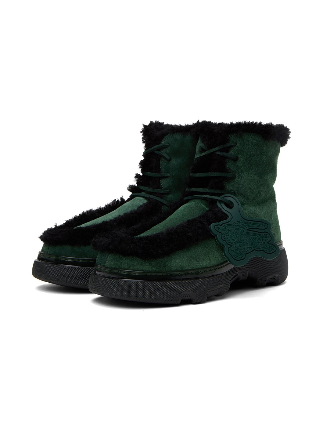 Green Shearling Creeper Boots - 5