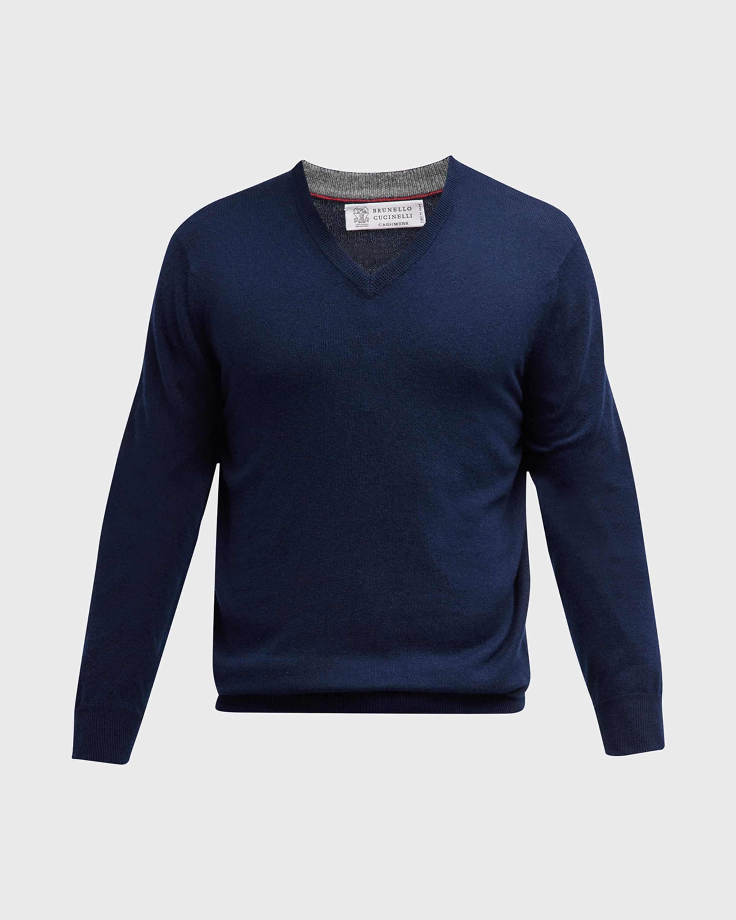 Men's Cashmere V-Neck Sweater - 1