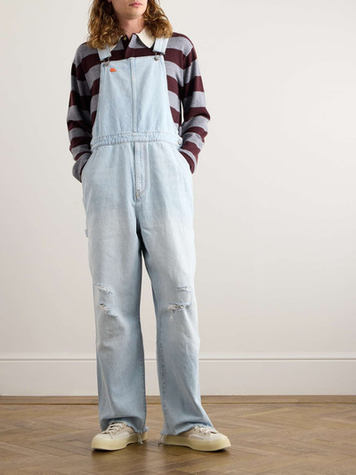 ERL + Levi's Wide-Leg Logo-Embroidered Distressed Denim Overalls outlook