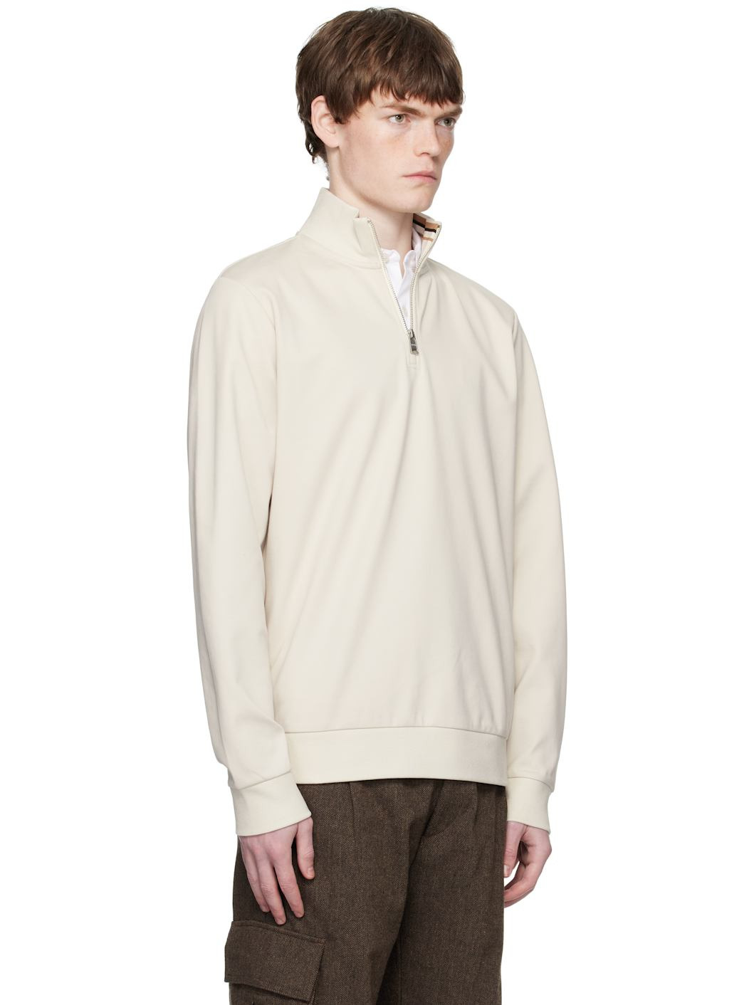 Beige Zip-Through Sweatshirt - 2