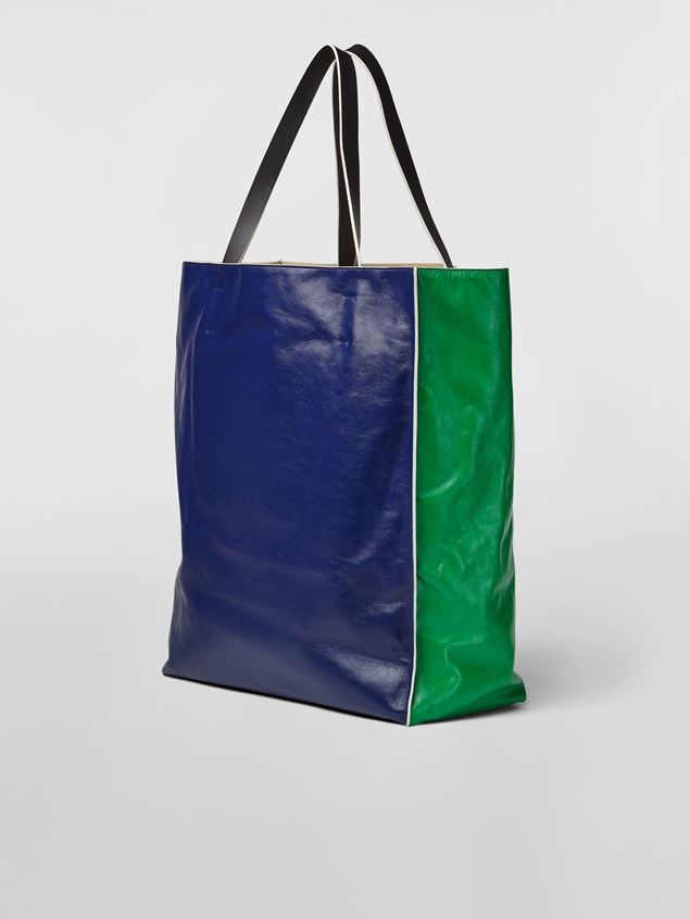 MUSEO SOFT BAG IN GREEN AND BLUE CALFSKIN - 3