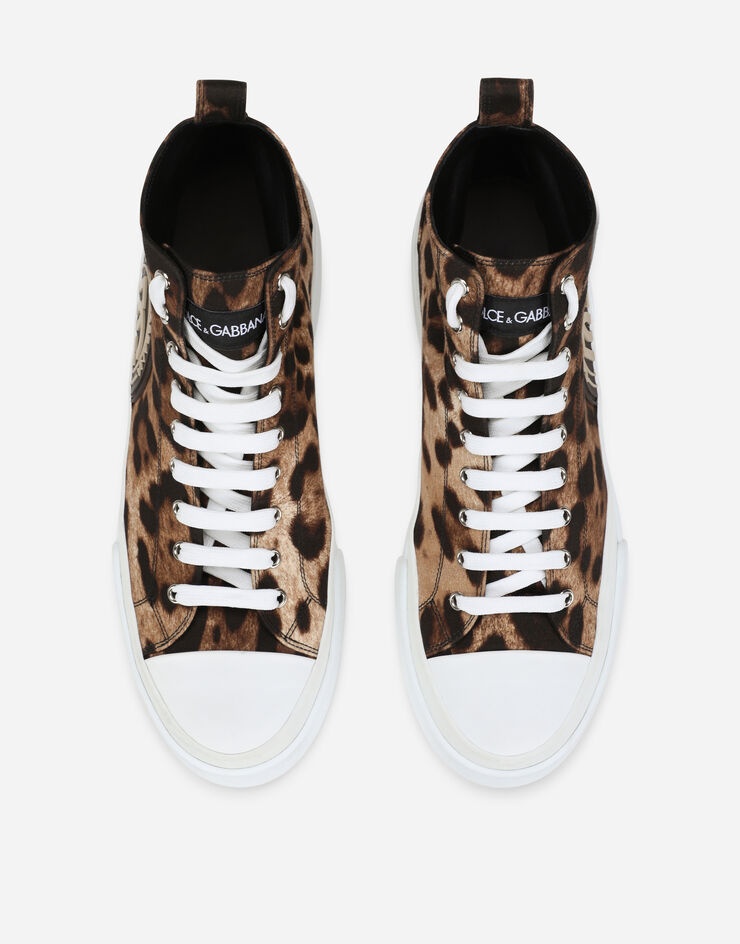 Cotton drill Portofino Light mid-top sneakers with leopard print - 4