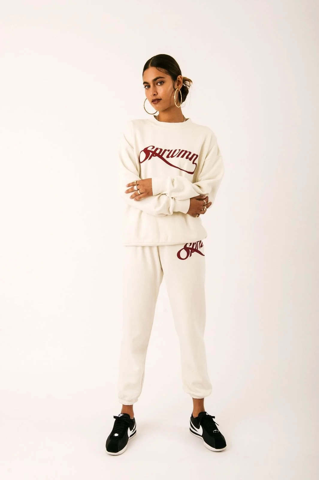 OFF WHITE COTTON LOGO SCRIPT SWEATPANTS - 1