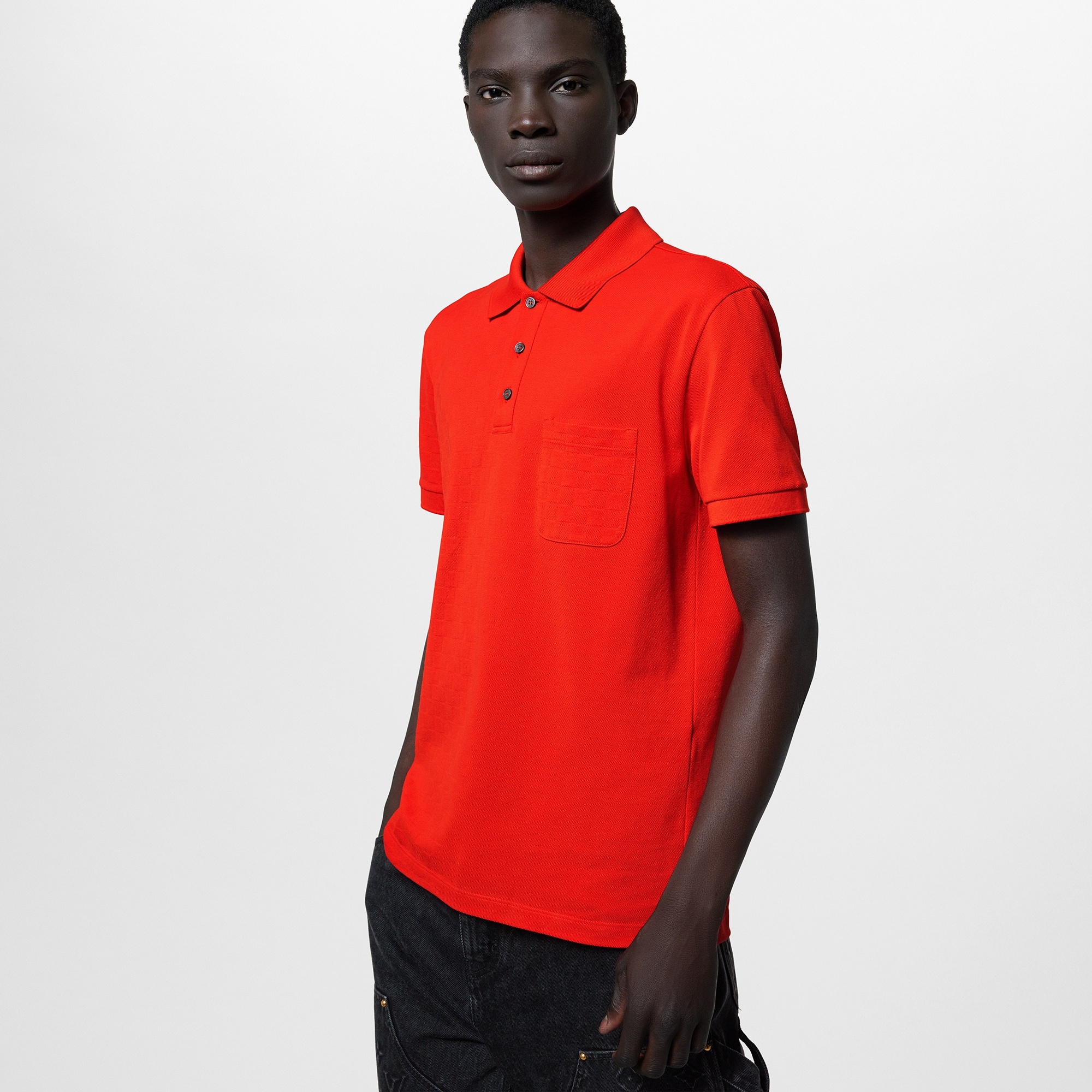 Cotton Half Damier Pocket Polo - 5