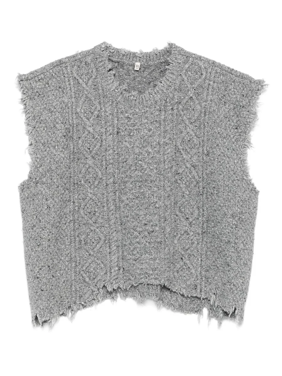 R13 Boyfriend Cable Sweater Vest Clothing - 1