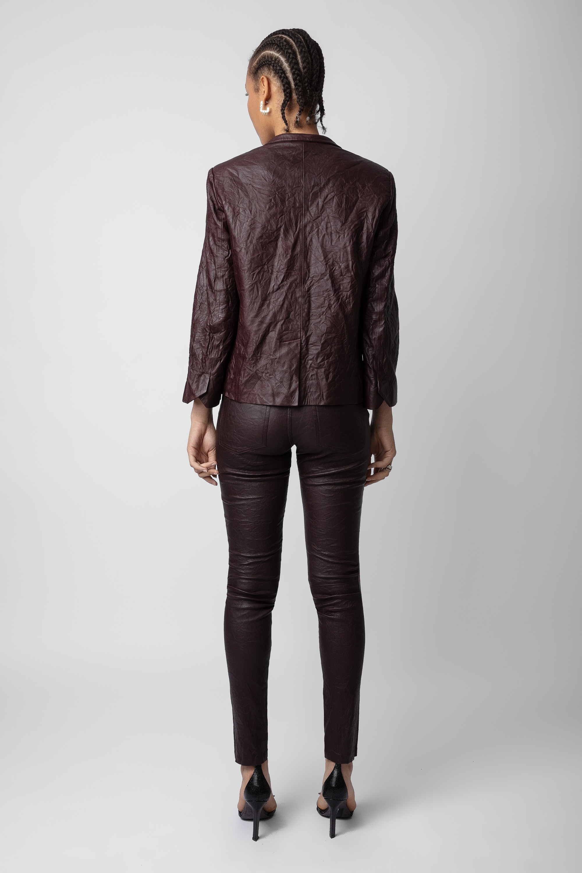 Verys Crinkled Leather Blazer - 5