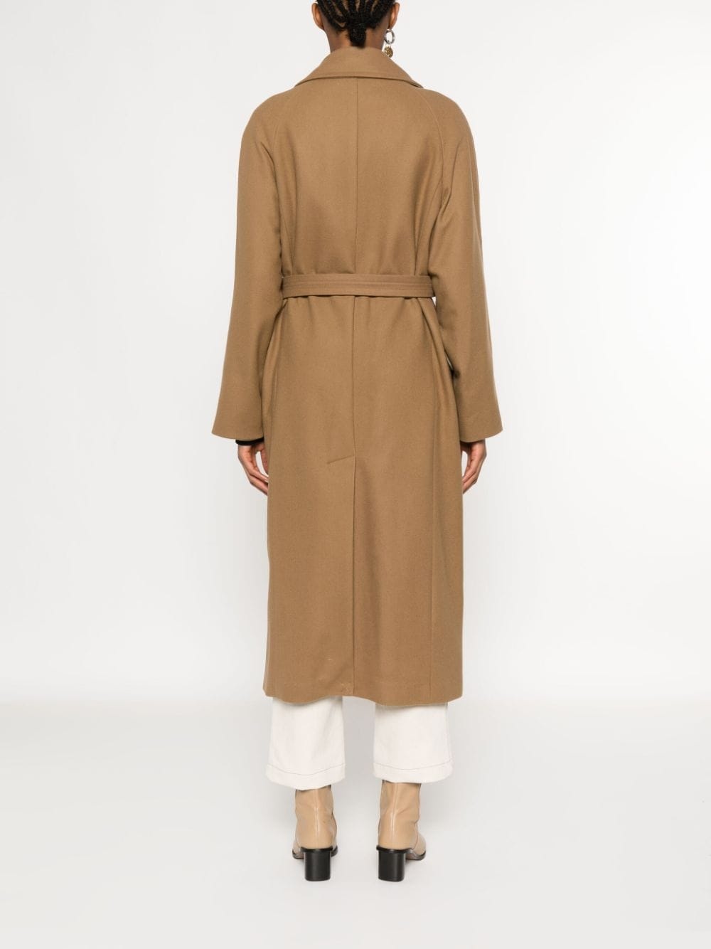 wool-blend belted coat - 4