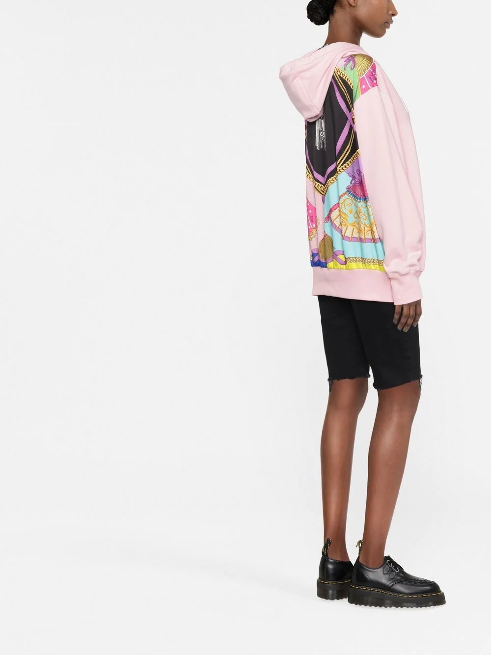 panelled print hooded sweatshirt - 3