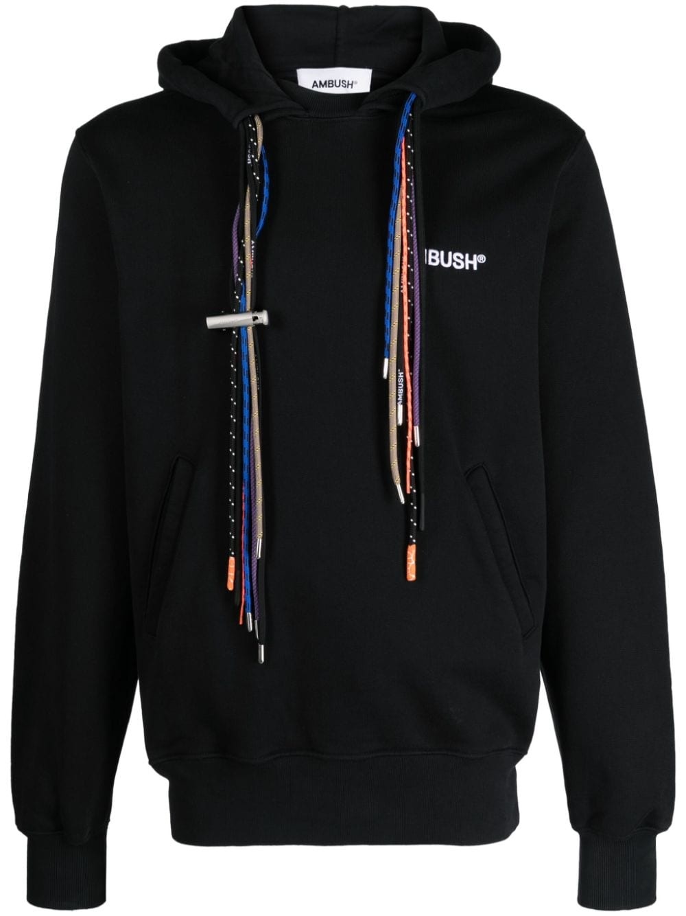 multicord-drawstring cotton hoodie - 1