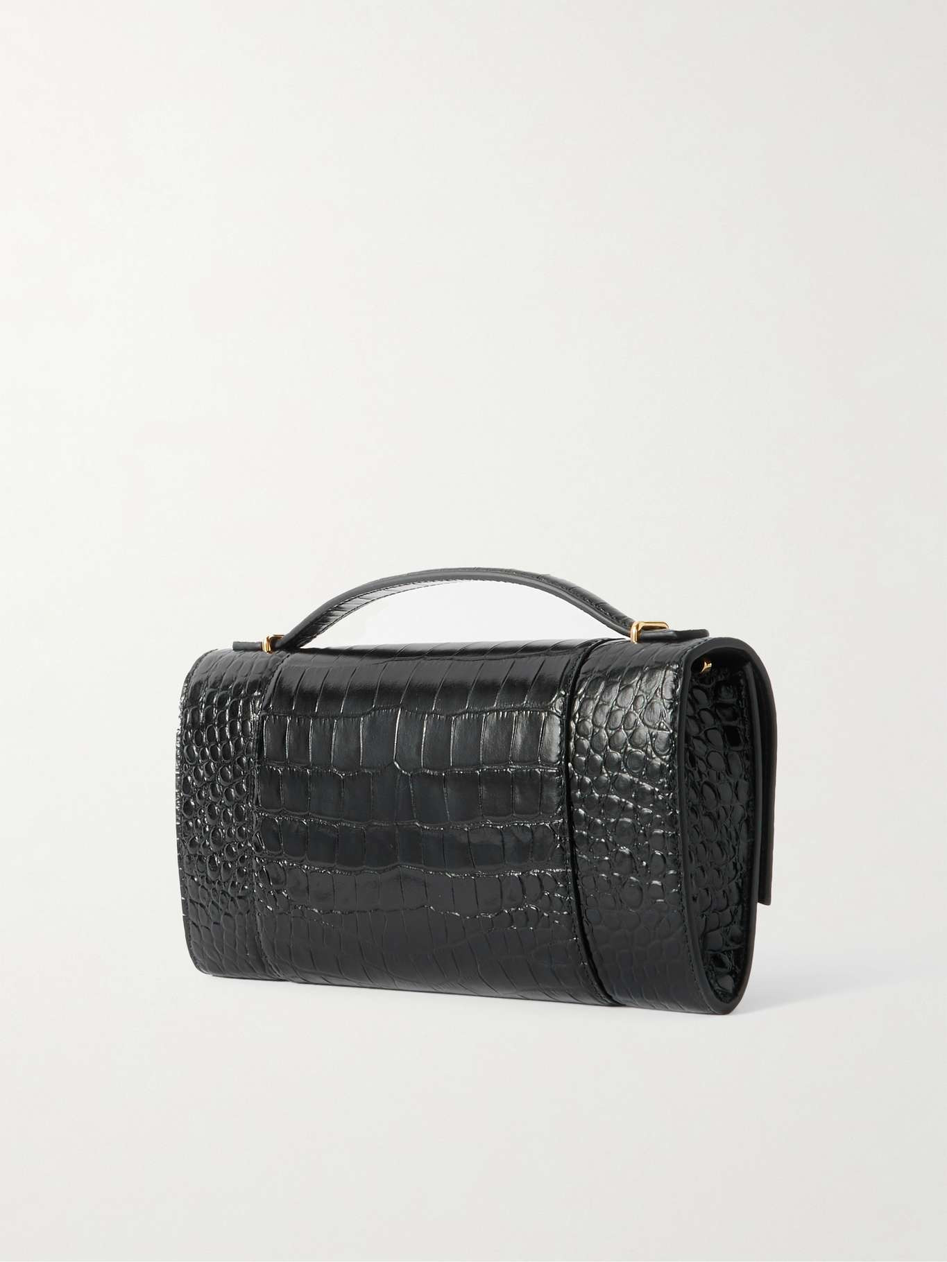 Hourglass croc-effect patent-leather shoulder bag Black - 3