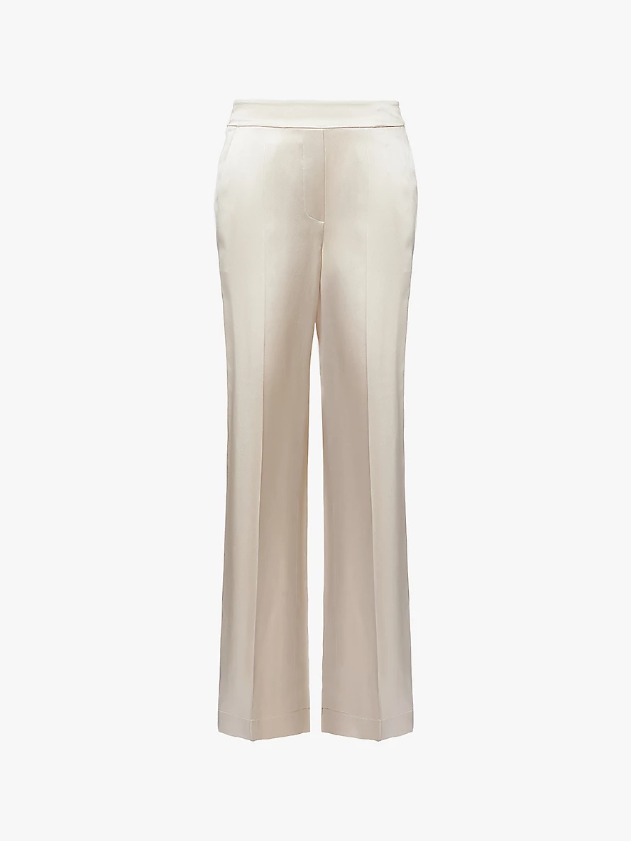 Tova two-slip-pockets straight-leg high-rise silk trousers - 1