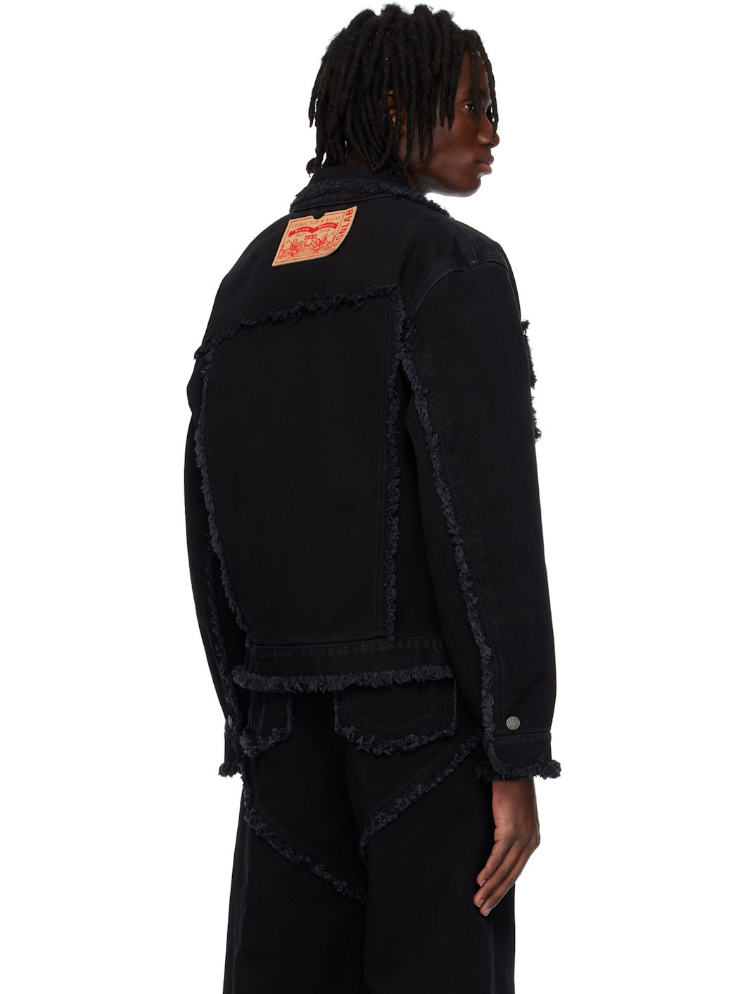 Black Raw Edges Denim Jacket - 3