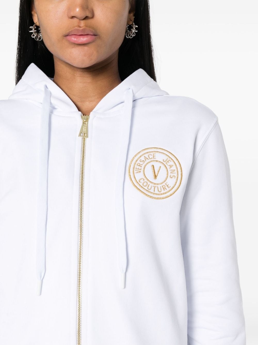 logo-embroidered zip-up hoodie - 5