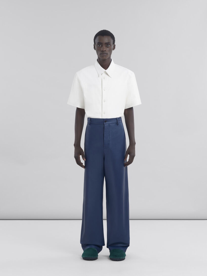DARK BLUE NAPPA TROUSERS - 2