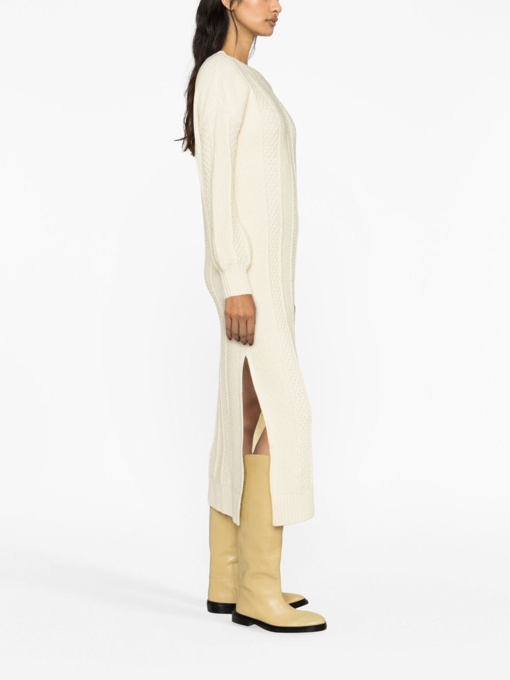 cable-knit crew neck dress - 4