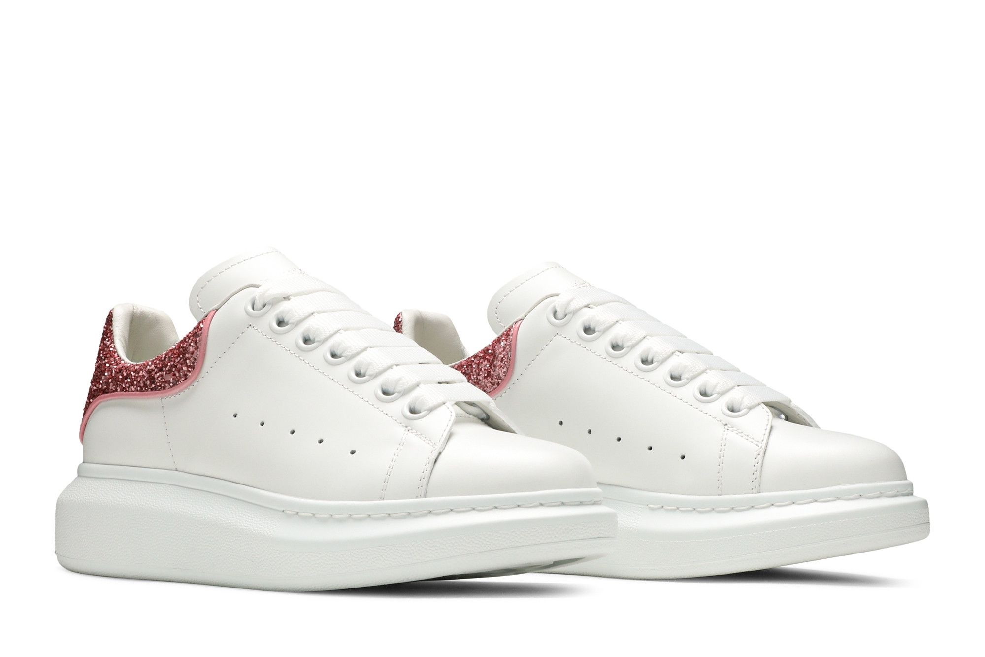 Alexander McQueen Wmns Oversized Sneaker 'White Pink Glitter' - 8