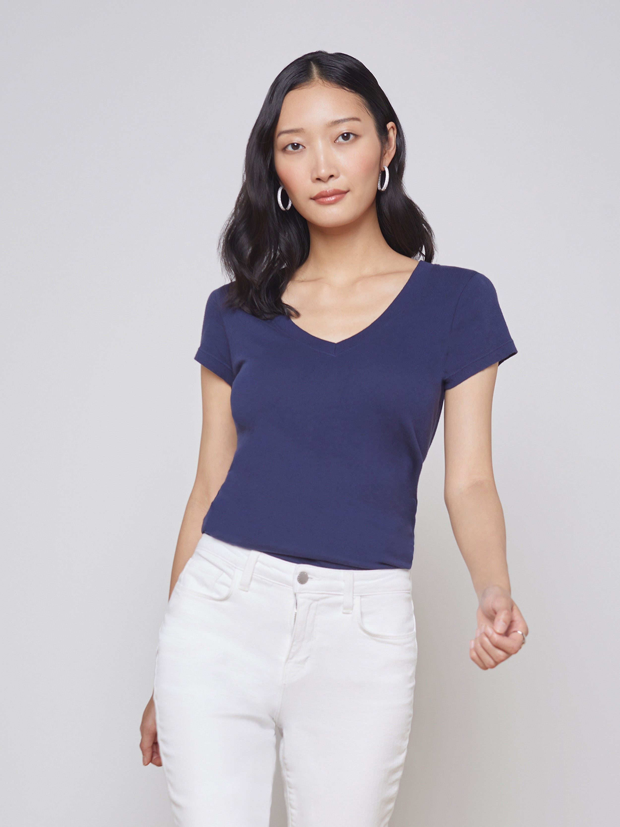 Becca Cotton V-Neck Tee - 2