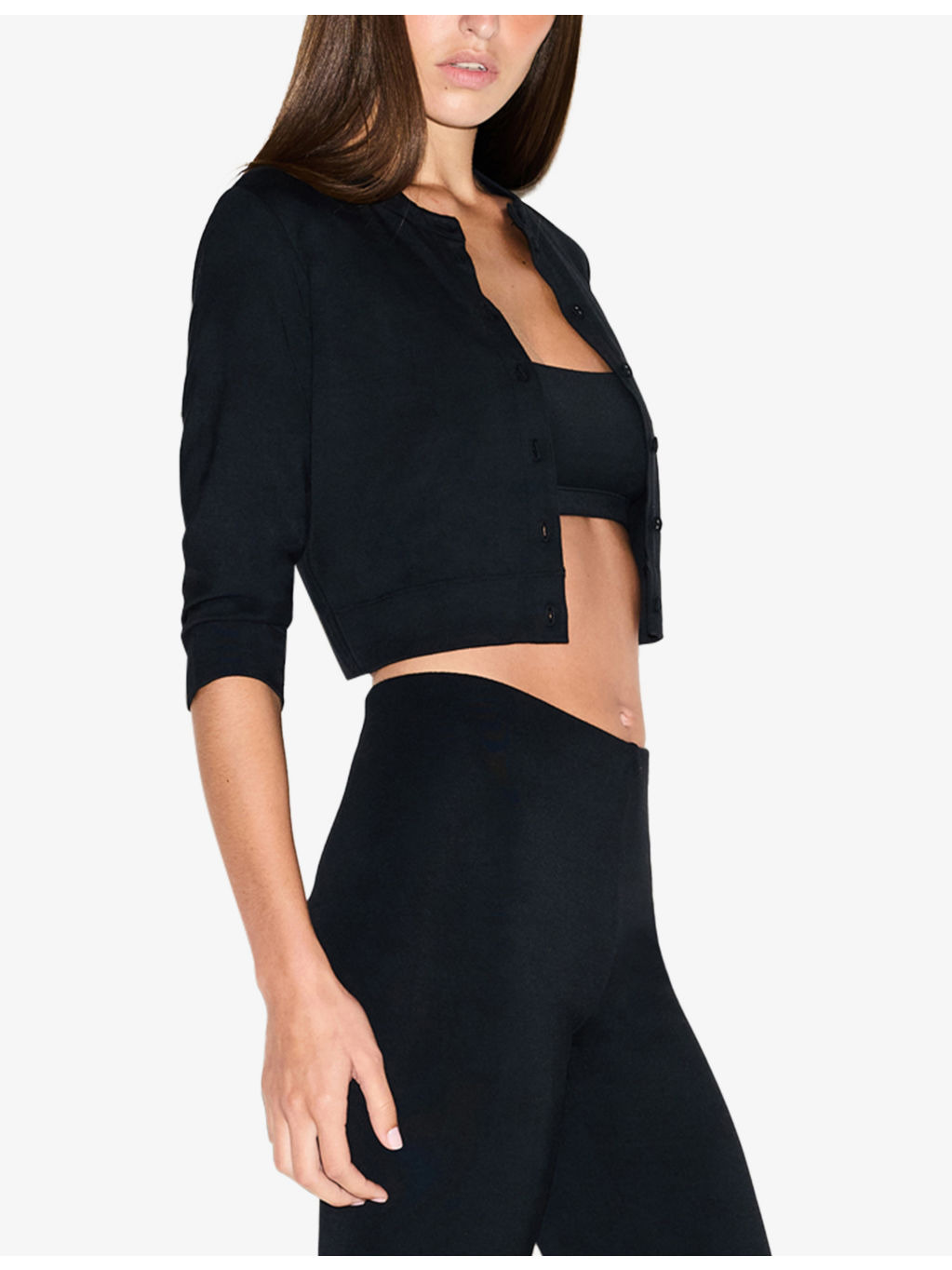Smooth Lounge Cropped Stretch-Modal Cardigan - 3
